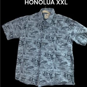 HONOLUA,XXL SHORT SLEEVE,BLUE BUTTON UP.